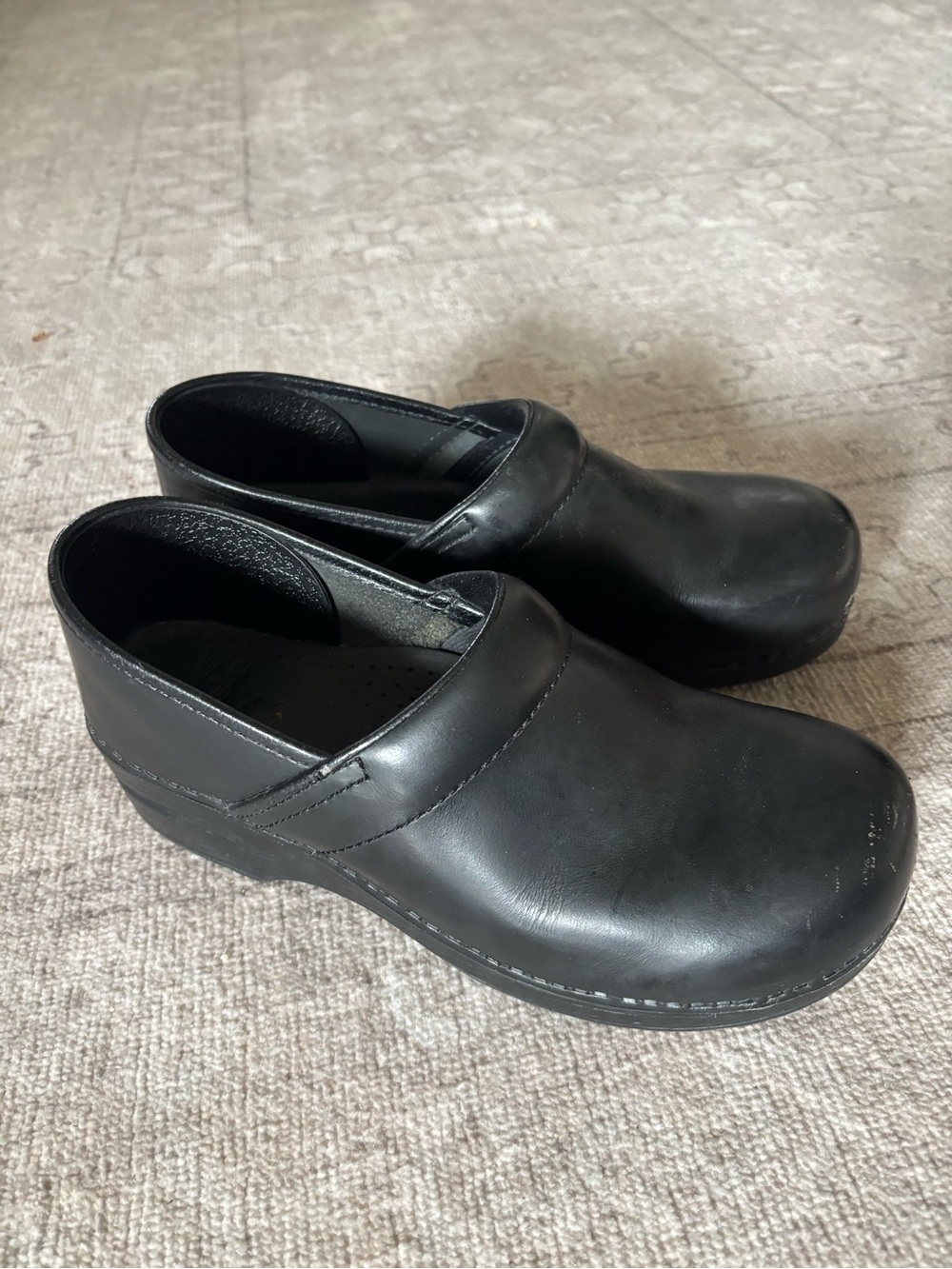 Dansko Women's Black Leather Slip-On Clogs